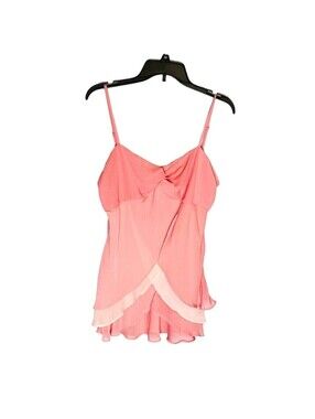Work to Weekend Cami Womens 14 Pink Y2K Layered Ruffle Draped Crossover Coquette